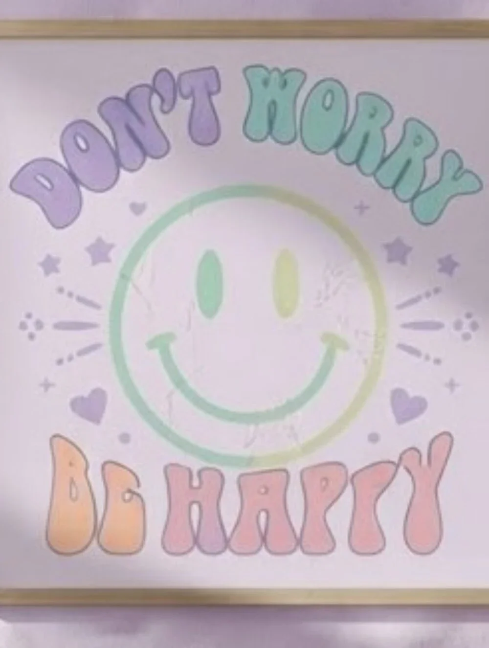 8.5x11 cardstock Print -Don’t Worry Be Happy Pastel Smiley Wall Art